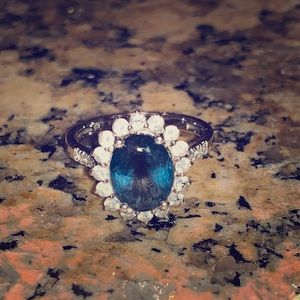 London blue topaz and white sapphire ring